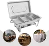 A collage of images showing a chafing dish and different dining settings. Voir les images du produit