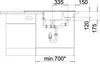 Diagram showing dimensions and installation requirements for a sink. Podgląd zdjęcia produktu