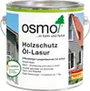 A can of wood protection oil-based stain for exterior use, with images of houses on the label. Produktbild-Vorschau