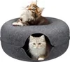 Two cats are inside and on top of a round, grey cat bed. Produktbild-Vorschau