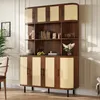 Merax Hochschrank Sideboard mit Rattan-Front, Vitrine mit Produktbild-Vorschau 2