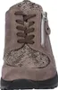 A close-up, front view of a grey sneaker with a snake-print accent. Produktbild-Vorschau