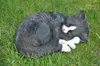 Figurine de jardin Décoration chat endormi noir Voir les images du produit 4
