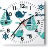 Wanduhr - Quadrat - Glasuhr - Wale Schiffe Kinder Seesterne Produktbild-Vorschau 1
