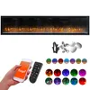 A collage of an electric fireplace, accessories, and a smartphone with a remote control. Produktbild-Vorschau