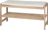 A wooden bench with a cushioned top and a slatted shelf below, shown against a white background. Náhled obrázku produktu