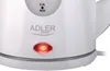 Close-up of a white electric kettle with the 'ADLER' logo and a red indicator light. Voir les images du produit