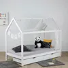 Kinderbed met matras, huisbed, 90x200 cm, wit, met Productafbeelding-voorbeeld 4