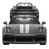 Front and rear views of a gray Porsche 911 Sport Classic R/C car with white and gray racing stripes. Voir les images du produit