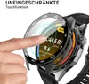 A finger is touching the screen of a smartwatch, highlighting its touch functionality. Produktbild-Vorschau