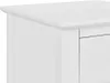A close-up view of the top corner of a white cabinet or furniture piece, showing the edge of the top surface and the side of a drawer. Produktbild-Vorschau