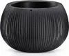 A black, ribbed planter pot is shown against a white background. Produktbild-Vorschau