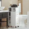 Badezimmerschrank schmal auf Rollen, Badschrank mit 3 Produktbild-Vorschau 1