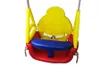 A colorful baby swing seat with a safety harness, shown against a white background. Produktbild-Vorschau