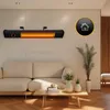 A wall-mounted infrared heater is shown above a sofa in a living room setting. Náhled obrázku produktu