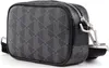A black and gray patterned crossbody bag with a strap and zipper. Náhľad obrázku produktu