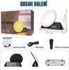 A collage of images showing a wake-up light alarm clock, its packaging, accessories, and dimensions. Náhľad obrázku produktu