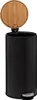 A black pedal bin with a bamboo lid, shown from the front. Náhľad obrázku produktu