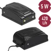 Two black air pumps are shown against a white background. Text overlays indicate product specifications. Produktbild-Vorschau