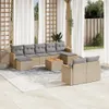 vidaXL 10-tlg. Garten-Sofagarnitur mit Kissen Beige Poly Produktbild-Vorschau 2