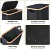 iEGrow Koš na prádlo s víkem 60L Bamboo Black Náhled obrázku produktu 5