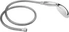 A silver shower hose and head on a white background. Produktbild-Vorschau
