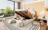 A child's bedroom with a unique bed designed to look like a cartoon character, featuring storage and playful elements. Náhled obrázku produktu