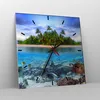 Wanduhr - Quadrat - Glasuhr - Strand lagune wasser ozean - Produktbild-Vorschau 4