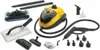 A collection of steam cleaner accessories and the steam cleaner unit itself, arranged on a white background. Náhled obrázku produktu