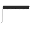 A black retractable awning with a scalloped edge and a crank mechanism is shown against a white background. Produktbild-Vorschau