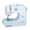 A white and blue sewing machine is shown against a white background. Produktbild-Vorschau