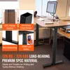 A collage of images showing features of a standing desk frame, with a main image of the desk in use in an office setting. Podgląd zdjęcia produktu