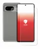 A smartphone and a screen protector are displayed against a white background. Produktbild-Vorschau