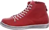 A single red high-top sneaker with white laces and a silver sole, shown from the side against a white background. Voir les images du produit