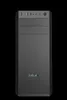 A black computer tower case against a black background. Produktbild-Vorschau