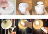 Collage of images showing how to install and use a rechargeable LED light bulb with a remote control. Voir les images du produit