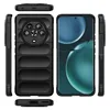 Multiple views of a black phone case and a phone with a blue background. Produktbild-Vorschau