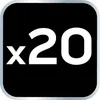 A graphic displaying the text "x20" in white on a black background with rounded corners and a silver border. Náhľad obrázku produktu