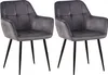 2er Set Esszimmerstuhl HLO-CP15 Samt  grau Produktbild-Vorschau 1