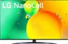 A television screen displaying a colorful abstract image with the LG Nanocell logo and text. Produktbild-Vorschau