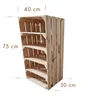 A wooden crate shelving unit with dimensions indicated. Produktbild-Vorschau