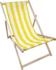 A striped deck chair on a white background.
