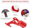 Marketing image showing a red accessory for a vacuum cleaner, with close-up views highlighting its features and text describing its quality. Produktbild-Vorschau