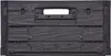 A top-down view of a black foldable crate with a wood grain texture. Produktbild-Vorschau