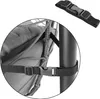 A close-up view of a black strap with a buckle securing a gray cushion to a dark pole, with a separate image of the strap at the top. Produktbild-Vorschau