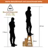 Silhouettes of people are shown next to a wooden step stool with measurements indicating height and weight capacity. Podgląd zdjęcia produktu