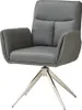 A gray leather armchair with a swivel base. Produktbild-Vorschau