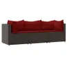 3-tlg. Garten-Lounge-Set mit Kissen Braun Poly Rattan , Produktbild-Vorschau 2