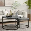 HOMCOM 2er-Set Couchtische ineinander steckbar, runder Produktbild-Vorschau 2