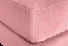 A close-up view of the corner of a pink upholstered ottoman. Produktbild-Vorschau